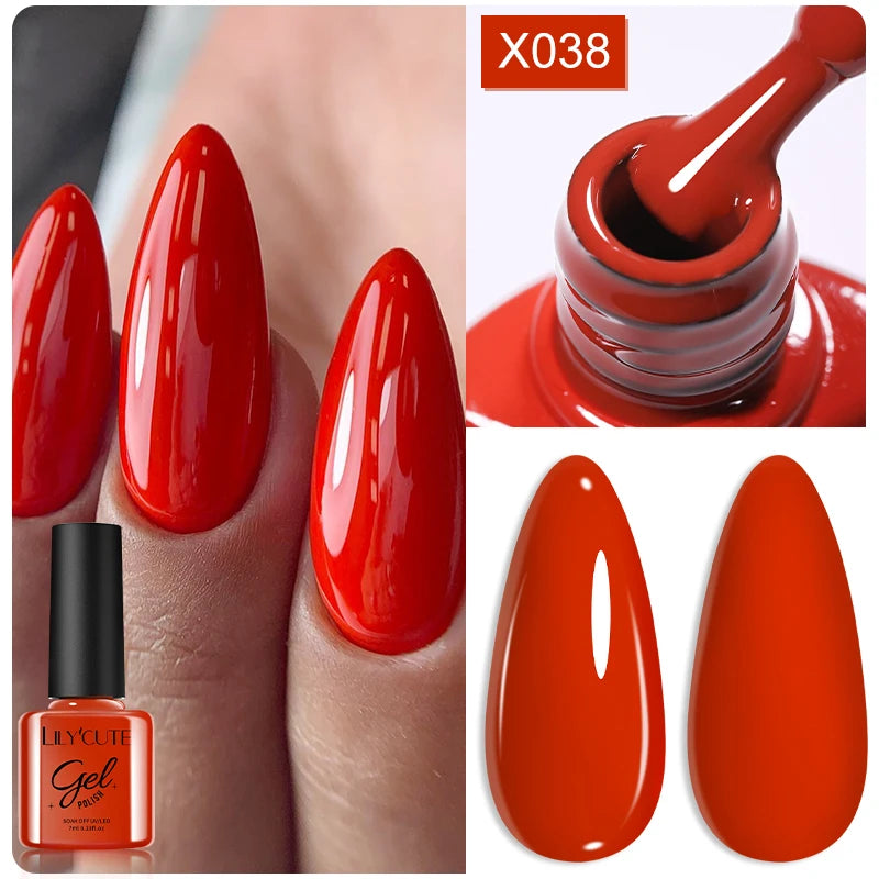 LILYCUTE 7ml Metallic Gel Nail Polish Red Chrome Effect Soak Off UV Gel Varnish Semi Permanent Nail Art Manicure Base Top Coat