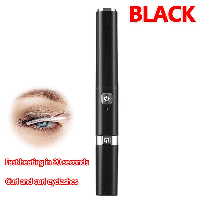 2026 New Electric Eyelash Curler 2-in-1 Dual Head USB Heated Lash Curling Iron Eyebrow Trimmer Beauty Tool for Home Travel