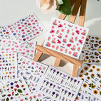 30Pcs/set Colorful Butterfly/Flowers Nail Stickers Kawaii Cute Mini Rose/Lavender/Sunflower Nail Decal DIY Adhesive Nail Floret