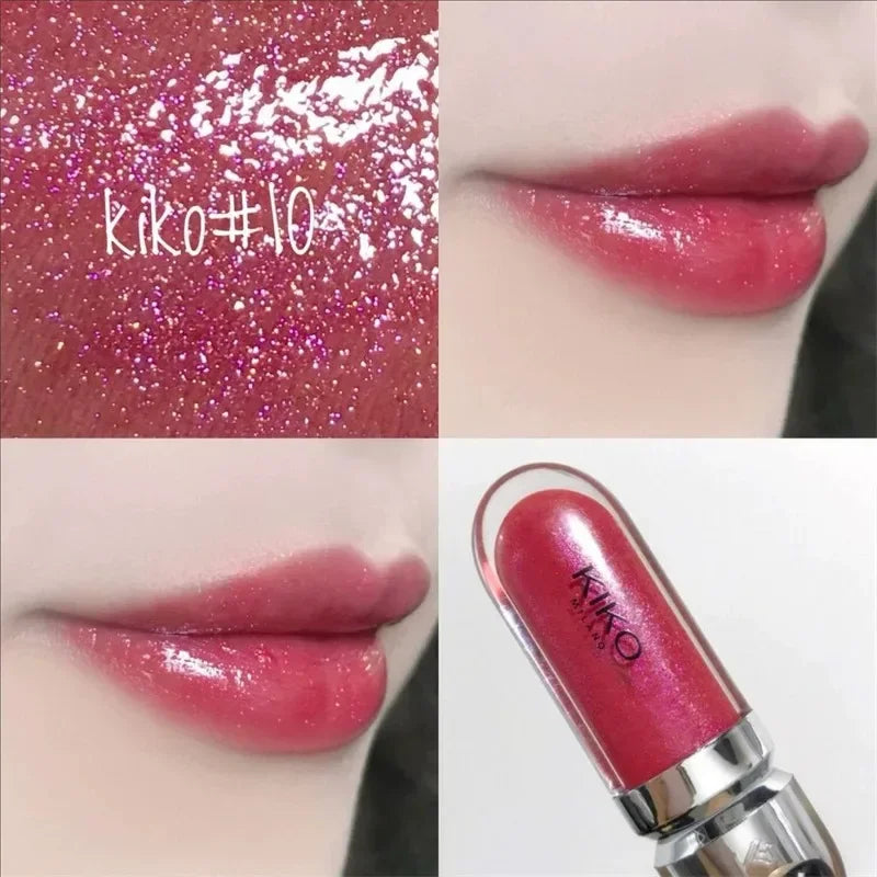 Kiko 3D Liquid Lip Glaze Transparent Lip Mirror Lipstick Nourishing Glossy Full Lips Not Fading Milk Tea Bean Paste Makeup