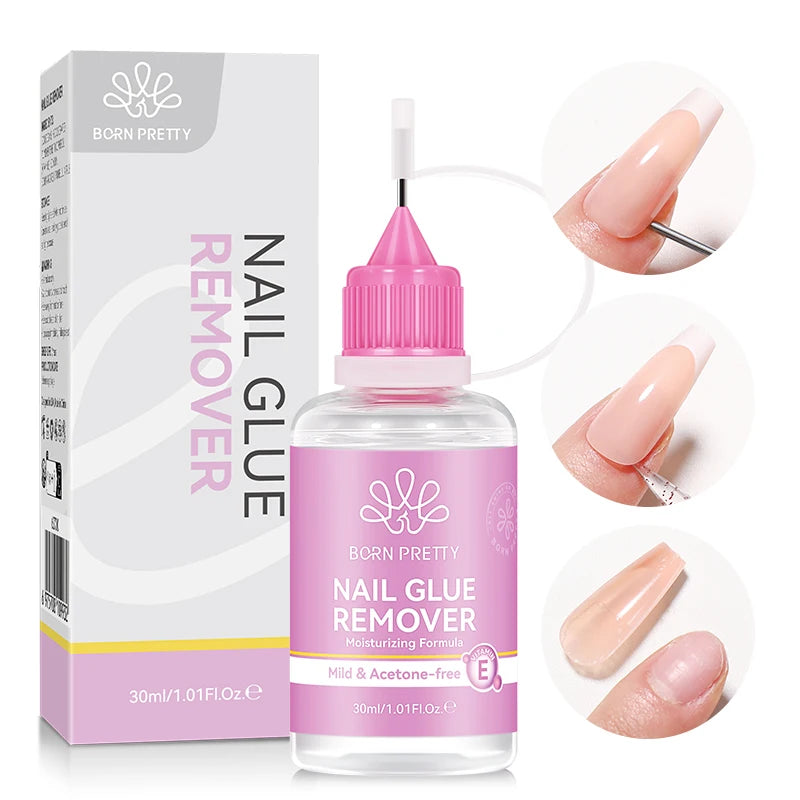 BORN PRETTY 30ml Pinpoint Nail Glue Remover Gel Polish For Press On Nail Quick Dry Gentle Easy To Soften Nail Tips Remover Tool