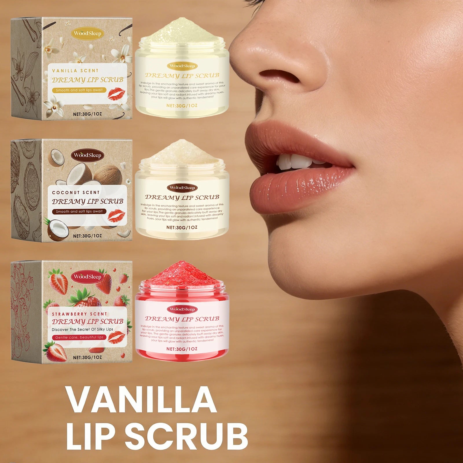 Coconut Vanilla Lip Scrub Exfoliating Even Lip Color Remove Dead Skin Repair Chapped Lip Deep Moisturizing Plump Lip Skin Care