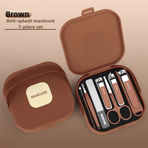Complete 7 Pcs Set Manicure Kit Nail Clippers with Clippers Cuticle Pusher & Trimmer portable Gift For Women and Men