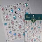 1PC 5D Korean Bronzing Nail Stickers Japanese Gold Silver Star Moon Luxury DIY Nail Art Decoration Decals Manicure Accessories