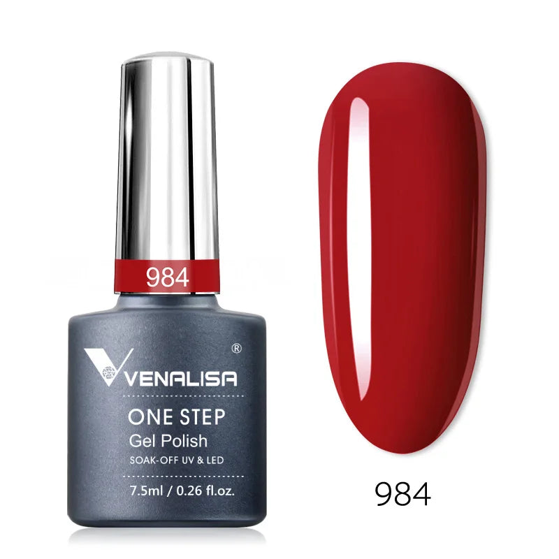 3 in 1 VENALISA  One Step Nail Gel Polish Full Coverage Gorgeous Color Soak off UV LED Nail Gel Varnish Nail Art Salon Lacquer