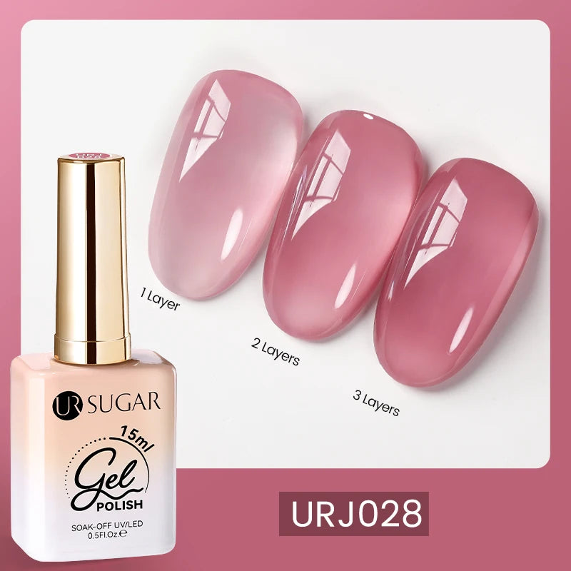 UR SUGAR 15ml Blood Red Jelly Gel Nail Polish Translucent Color Crystal Nude Gel Nail Art Varnish For Fall Winter Manicure