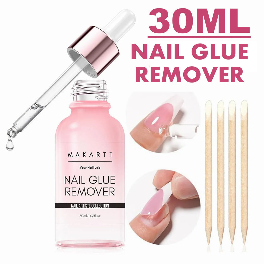 Makartt Solid Nail Glue for Press on Nails, Nail Glue Remover for UV Nail Glue, Non acetone Gentle Glue Off for False Nails Glue