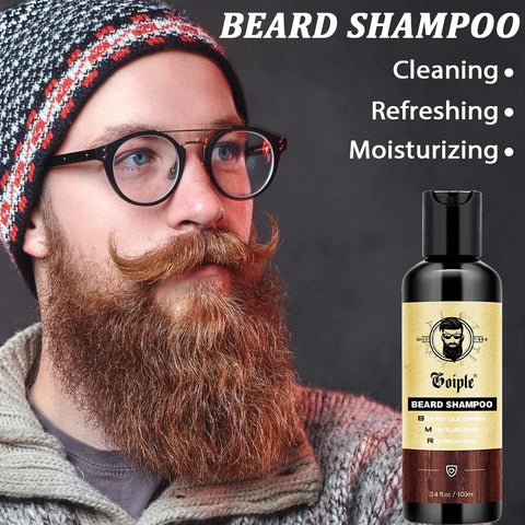 Beard Care Kit Whiskers Deep Clean Shampoo Conditioning Volumizing Oil Moustache Balm Beards Moisturizing and Smoothing Products