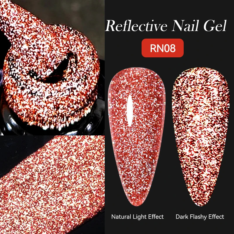 LILYCUTE 7ml Reflective Glitter Gel Nail Polish Shining Sparkling Gorgeous Silver Effect Semi-permanent UV Gel Nail Art Manicure