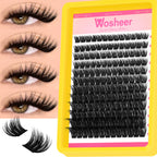 WOSHEER Lash Clusters Kit Lash Spikes Eyelash Clusters Volume Individual Lashes DIY Spiky Lash Extension Manga Clusters Eyelash