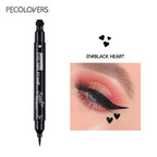 2 In 1 Black Liquid Eyeliner Double-head Moon Stamp Eye Liner Pencil Quick Dry Non-Smudge Long-lasting Easy to Use Eye Makeup