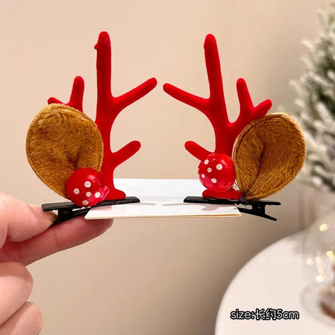 Christmas Hair Accessories 1Pair Cute Cartoon Antler Hair Clips For Women Girls Lovely Hair Ornament Hairpins Barrettes Hairgrip