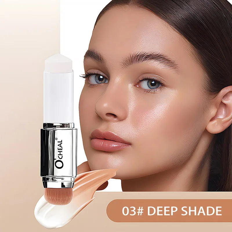 2-in-1 Temperature Changing Foundation Stick Facial Coverage Blemishes Pores Double-Headed Face Matte Foundation Cream Makeup