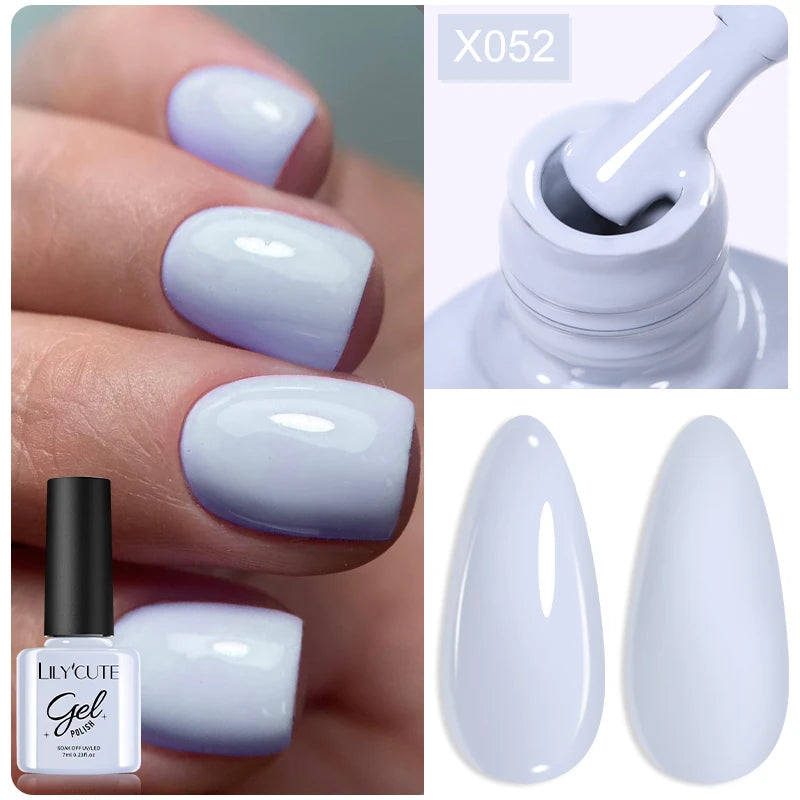 LILYCUTE Nude Crystal Rubber Base Gel Nail Polish Natural Color Semi Permanent UV Gel Soak Off Self Leveling Nail Gel Varnishes