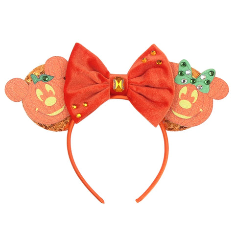 Disney Mickey 3.3"Velvet Ears Headband For Girls Soft Bow Hairband Halloween Festival Party Christmas DIY Hair Accessories