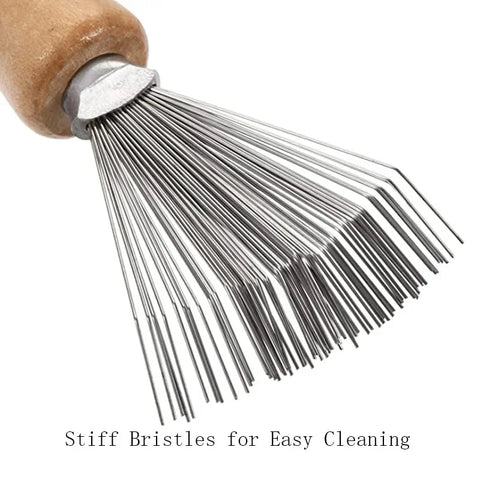 1pc Hair Brush Cleaner Mini Dirt Remover Home Travel Salon Rake with Metal Wire Portable Comb Brush Wooden Handle Cleaning Tools