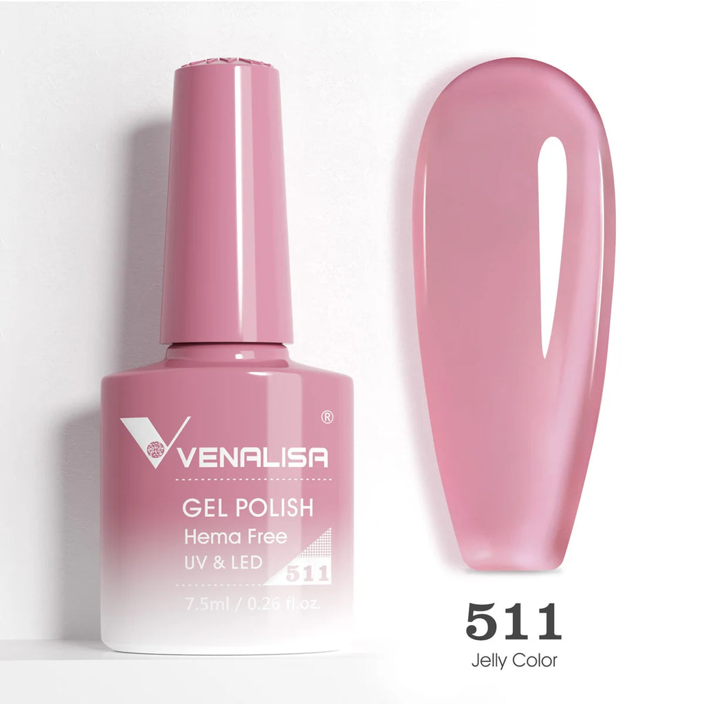 Venalisa HEMA TPO FREE 7.5ml Gel Polish Nail French Pink Jelly Nude Collection Nail Gel Polish Glitter Gorgeous Soak Off UV LED