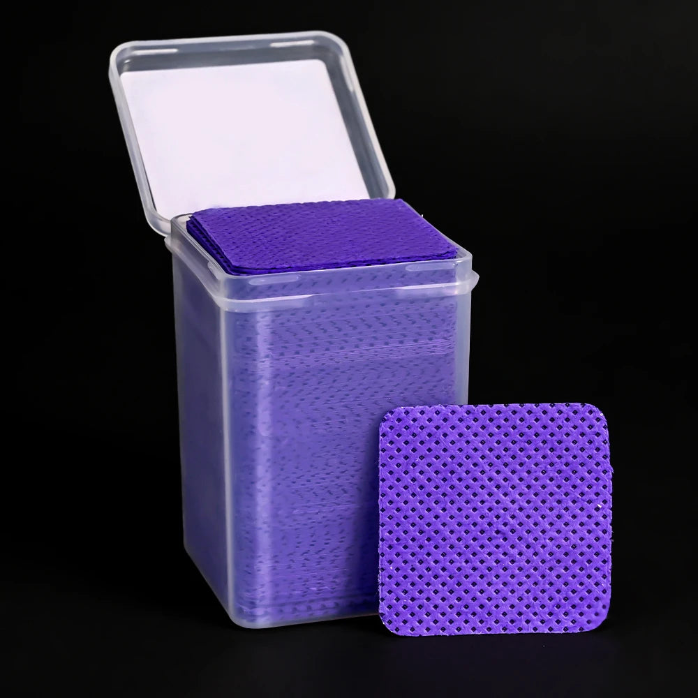 300/200/100Pcs Lint Free Cotton Pads Nail Polish Remover Pink Purple Eye Lash Glue Easy Removal Cleaning Pad for Nails Salon DIY