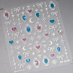 5D Gradient Love Gem Glitter Love Heart Colorful Cat's Eye Rhinestone Soft Self Adhesive Nail Art Stickers Shiny Manicure Decals