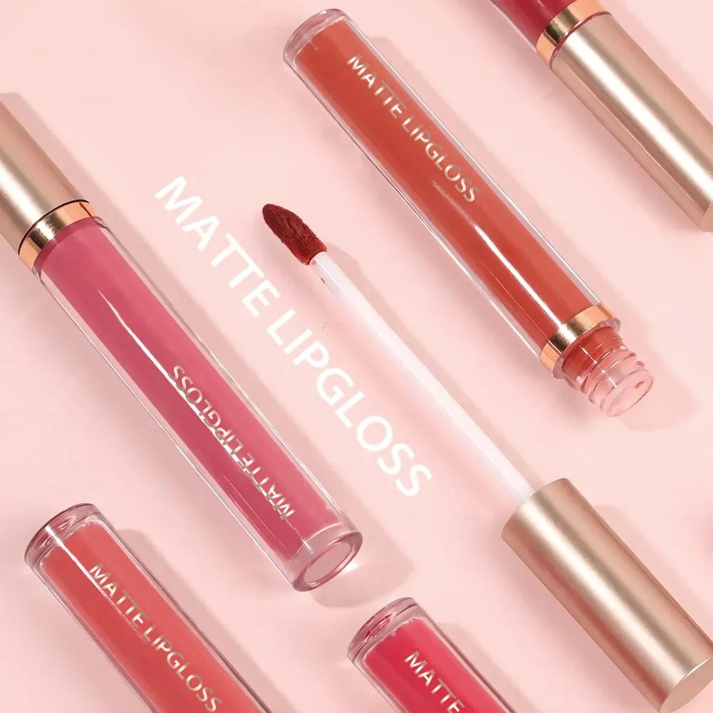 6Set Matte Lip Gloss AB two sets Not Stained with Cup Mouth Red Lip Gloss Moisturizing Long Lasting Not Easy To Fade Lip Gloss
