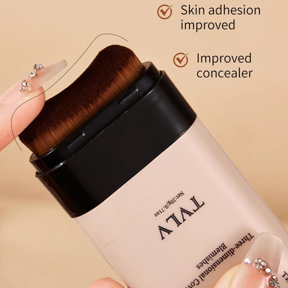 TVLV Velvet Moist Light Eraser Foundation Stick with brush Long-Lasting Flawless Concealer Cream Makeup for Face Beauty Cosmetic