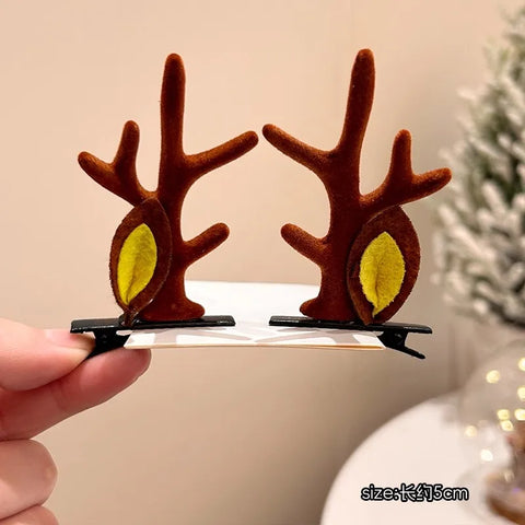Christmas Hair Accessories 1Pair Cute Cartoon Antler Hair Clips For Women Girls Lovely Hair Ornament Hairpins Barrettes Hairgrip