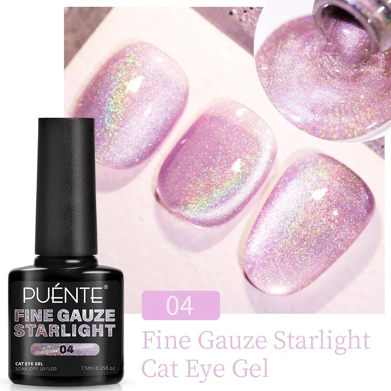 PUETNE 7.5ML Amber Moonlight Cat Magnetic Gel Nail Polish Winter Nails Jelly Glass Cat Eye Soak Off UV Semi-Permanent Varnish