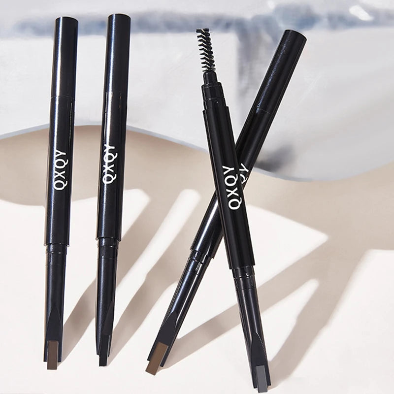 QXQY Eyebrow Pencil Automatic Rotating Double Head Long Lasting Natural Waterproof 5 Color Triangle Eyebrow Pen Make Up