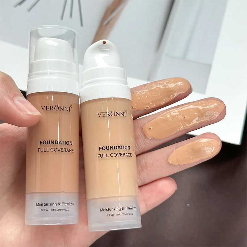 15ml Full Coverage Liquid Foundation,Foundation Effective Concealer Waterproof Sweat-resistant Makeup Professional Cosmetics