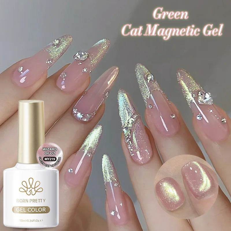 BORN PRETTY 10ml Dark Red Cat Magnetic Gel Nail Polish for Winter Nails DIY Jelly Glass Silver-Light Varnis Semi Permanent