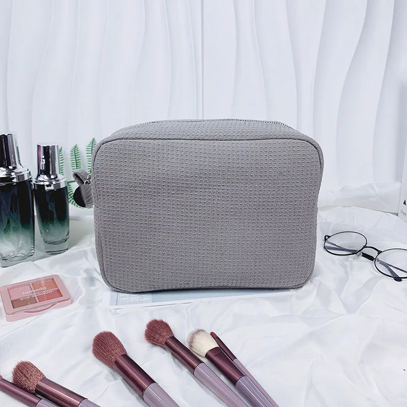 New Waffle Cosmetic Bag, Personalized Monogrammed Toiletry Bag, Embroidered Make Up Bag,Bridesmaid Makeup Bag, Wedding Gifts