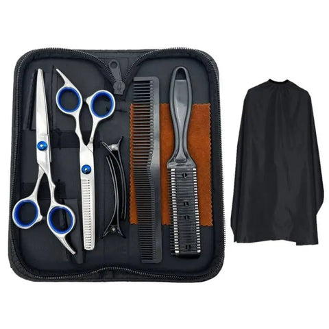 Hair Cutting Scissors Set, Professional Haircut Scissors Kit With Cutting Scissors, Thinning Scissors, Comb, Cape, Clips,Hairdre