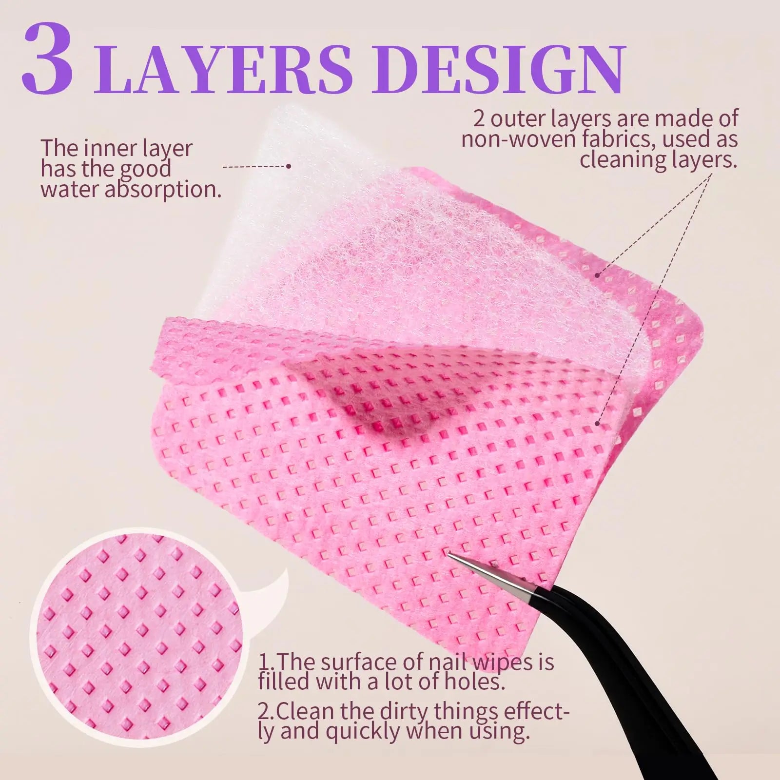 YIKOOLIN 200 Pieces Lint-Free Nail Wipes Eyelash Glue Wipes Nail Polish Removal Wipes for Professional Eyelash Extension Product