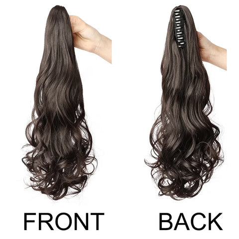 WIGSIN 22Inch Synthetic Long Curly Ponytail Hair Extension Claw Clip in High Temperature Fiber Hairpiece for Women