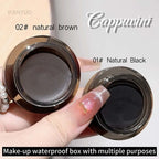 Natural Black Eyeliner Gel Cream with Brush Waterproof Lasting Non Smudging Matte Brown Easy Wear Eyebrow Silkworm 3 in 1 Makeup