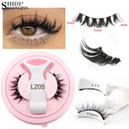 Hot 1 Pair Magnetic Eyelashes Handmade Fluffy Faux Mink Lashes Reusable Natural False Eyelashes and Magnetic Tweezers Set Makeup
