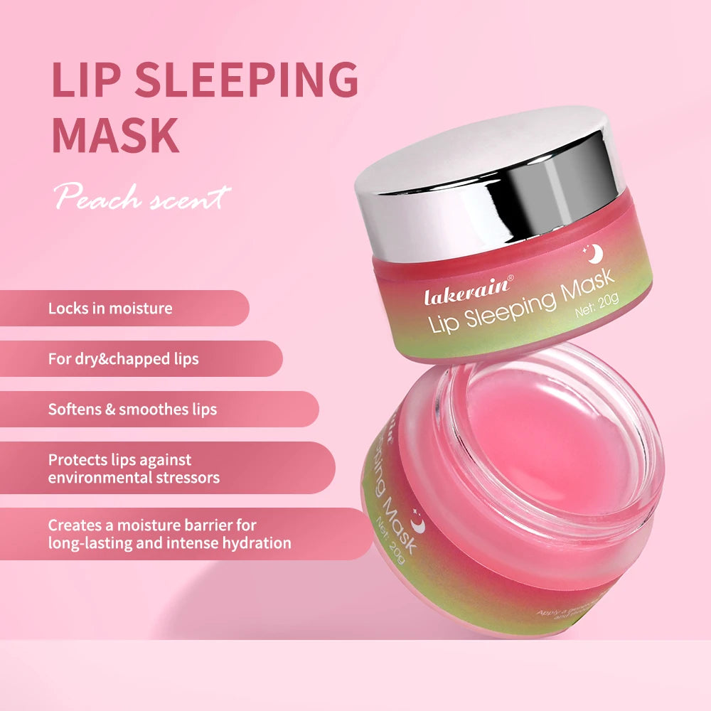 Peach Collagen Lip Sleeping Mask Powerful Moisturizing Repair Plumping Suitable Dry Chapped Lips Skin Care Long-Lasting Hydrate