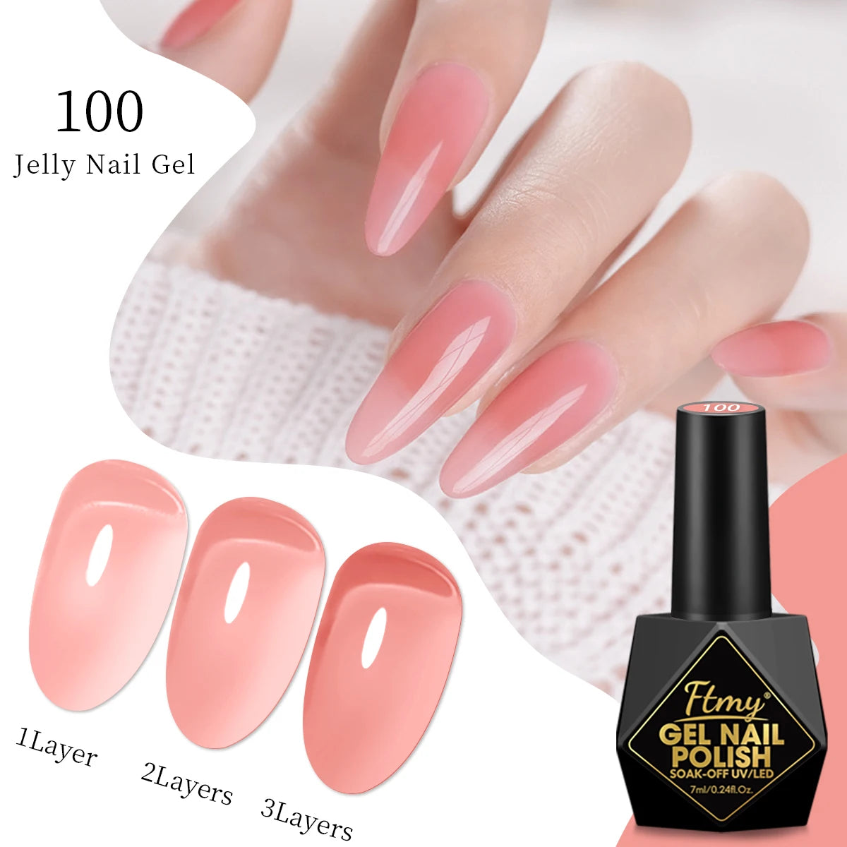 FTMY 7ML Jelly Gel Nail Polish Candy Color Gel Polish Long Lasting Nail Gel For Nail Salon - Multicolor Optional