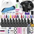 Professional Nail Gel Set, Manicure Tools Kit And Nail Lamp 18 Colors Varnish UV Gel Nail Polish Kit Contains Nail Drill Machine