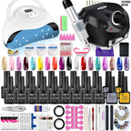 Professional Nail Gel Set, Manicure Tools Kit And Nail Lamp 18 Colors Varnish UV Gel Nail Polish Kit Contains Nail Drill Machine