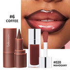Matte Lip Makeup Kit 2pcs Waterproof Long Lasting Lip Liner and Lip Oil Combo Red Brown Pink Nude Tones Lipstick Set
