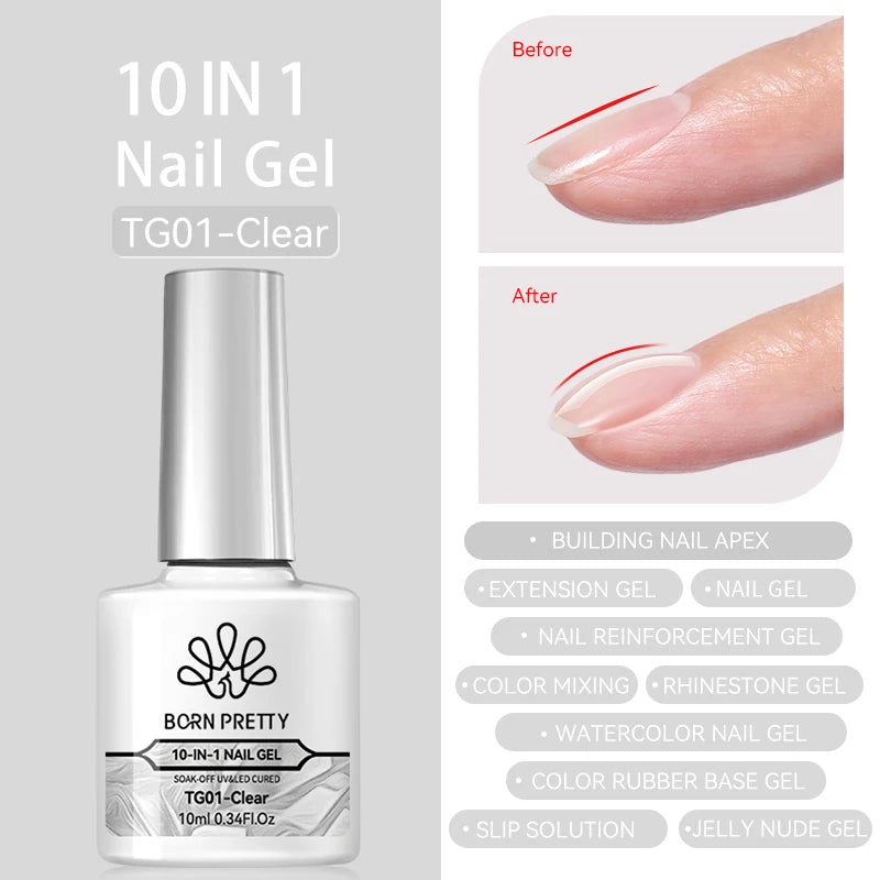 BORN PRETTY Milky White Jelly Nude Gel Nail Polish 10ml White Translucent Soak Off Gel Vernis Semi Permanent Need UV Light Cure