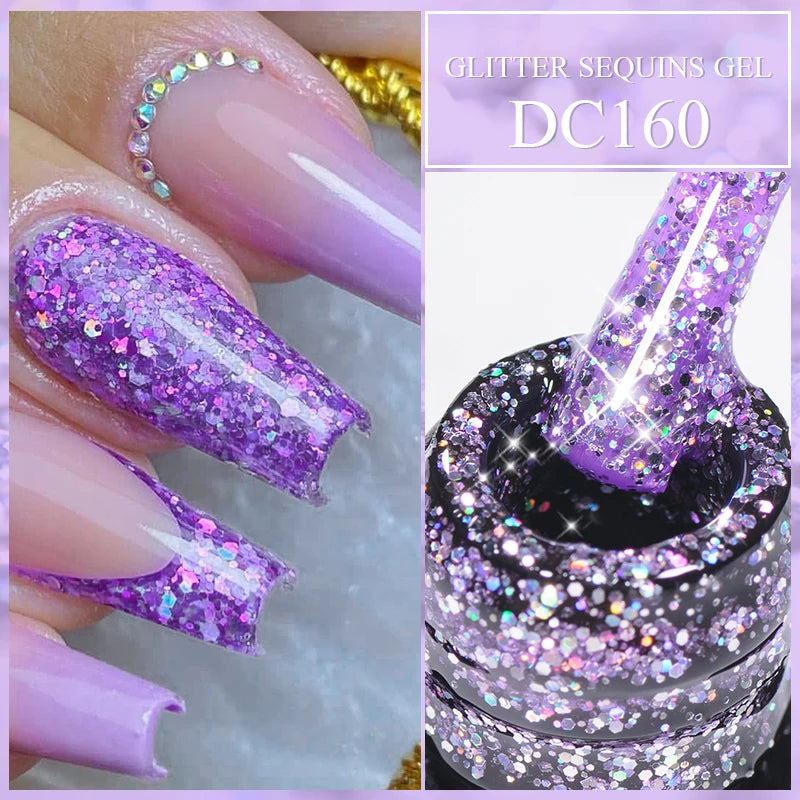 7ml Champagne Gold Sliver Reflective Nail Gel Polish Sparkling Shining Glitter Pink Red Nail Supplies Semi Permanent Gel Varnish