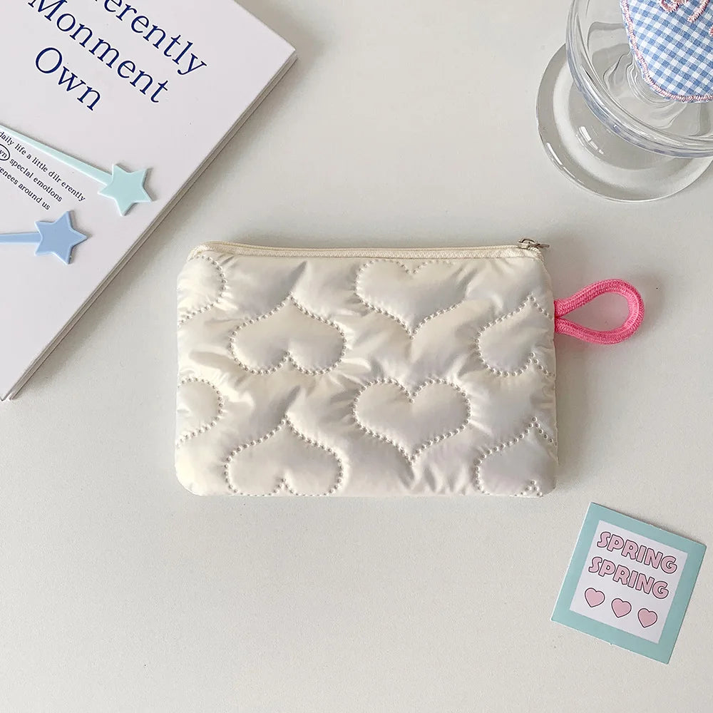 Instagram Bow Silver Shiny Makeup Bag Small Portable Carrying Bag Earphones Data Cable Storage Bag Wallet