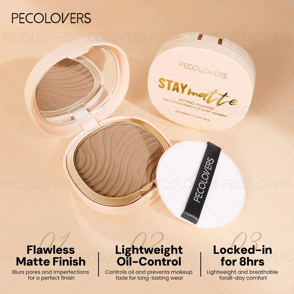 1PC  Waterproof Pressed Powder Foundation,Matte Finish, Full Coverage, Non-Sticky, for All Skin Types, Light to Medium Tone
