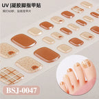 26Tips French Leopard Print UV Gel Toenail Sticker Bronzing Dye Gradient Cross-border Semi Baked Gel Nail Sticker UV Lamp Needed