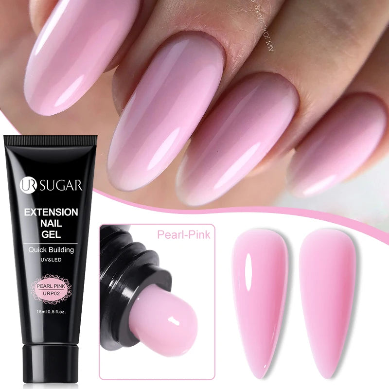 UR SUGAR Milky White Clear Pink Color 15ml Jelly Extension Nail Gel Polish Soak Off UV LED Gel Varnish Manicure Tips Tools