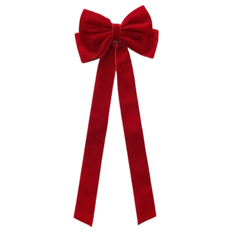 Velvet Hair Clip for Women Elegant Handmade Black Red Green Double Bows Barrette Pin Long Tassel Hair Accessories Christmas Gift