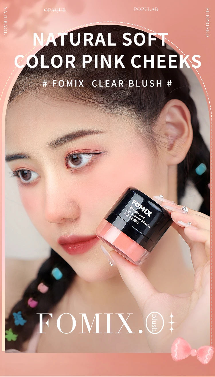 FOMIX Loose Powder Air Cushion Blush Long Last High Pigment Soft Misty Matte Face Blusher Natural Colors For Cheek