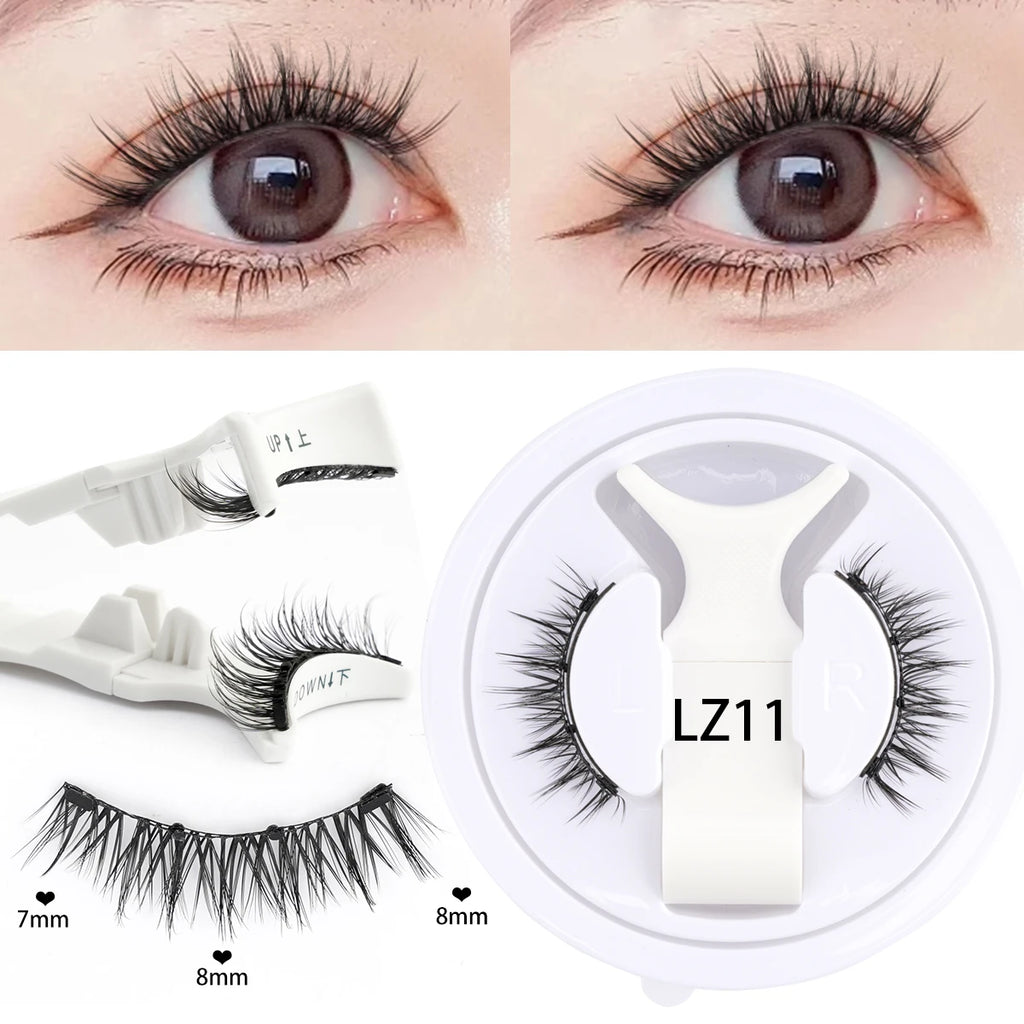 Hot Magnetic Eyelashes Set 1 Pair Reusable No Glue Needed False Eyelashes with Magnetic Tweezers Curly Faux Lashes Makeup Tool